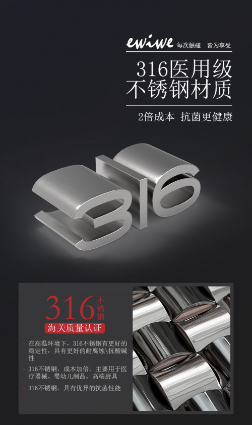 316不锈钢食品级材质锅具
，注入科技能量!
