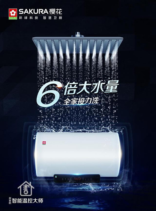 樱花电热水器D501 磅礴大水量智能安心洗